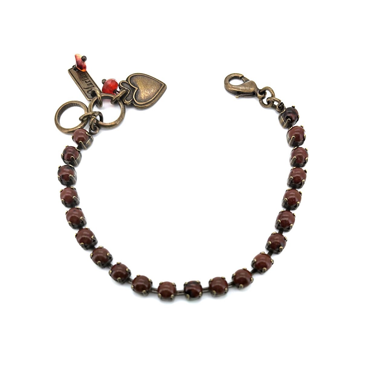 B-4000-M91M91-EG (3) Bracelet By Mariana Woman Beautiful Round Red Obsidian Mineral - Image 1