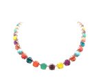 Mariana Necklace Turquoise, Yellow Fuchsia & Orange Austrian Crystals Massai Africa Coll. - Image 2
