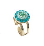 Ring By Mariana Woman Colored Turquoise, Aqua Blue and Green Swarovski Crystals - Image 3