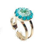 Ring By Mariana Woman Colored Turquoise, Aqua Blue and Green Swarovski Crystals - Image 2
