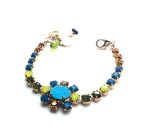 Bracelet By Mariana Woman Beautiful Turquoise and Yellow Swarovski Crystals - Image 2