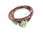 Leather Bracelet By Mariana Silk Road Coll.  Clear, Green & Light Green Austrian Crystals
