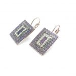 Mariana Earrings Bohemian Rhapsody Coll. Rectangle Purple & Opalescent Austrian Crystals - Image 3