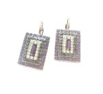 Mariana Earrings Bohemian Rhapsody Coll. Rectangle Purple & Opalescent Austrian Crystals