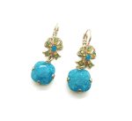 Mariana Earrings Drop Turquoise Cushion Shape & Yellow, Green Austrian Crystals kokomo Songbook Coll.