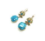 Mariana Earrings Drop Turquoise Cushion Shape & Yellow, Green Austrian Crystals kokomo Songbook Coll. - Image 2