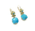 Mariana Earrings Drop Turquoise Cushion Shape & Yellow, Green Austrian Crystals kokomo Songbook Coll. - Image 3