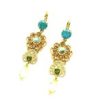 Mariana Earrings Drop Yellow, Blue Silver & Green Austrian Crystals kokomo Songbook Coll.