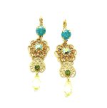 Mariana Earrings Drop Yellow, Blue Silver & Green Austrian Crystals kokomo Songbook Coll. - Image 2