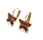 Earrings By Mariana Woman Butterfly Shape Fuchsia and Purple Swarovski Crystals - Image 2