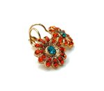 Mariana Earrings Flower Shape Coral & Orange Austrian Crystal Massai Africa Coll. - Image 3