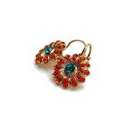 Mariana Earrings Flower Shape Coral & Orange Austrian Crystal Massai Africa Coll. - Image 2
