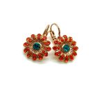 Mariana Earrings Flower Shape Coral & Orange Austrian Crystal Massai Africa Coll.