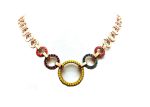 Necklace By Mariana Massai Africa Coll. Yellow Opal, Sun, Blue Zircon & Fuchsia Austrian Crystals