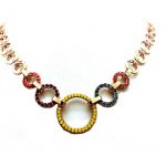 Necklace By Mariana Massai Africa Coll. Yellow Opal, Sun, Blue Zircon & Fuchsia Austrian Crystals