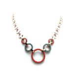 Mariana Necklace Austrian Crystals Circles Of Orange Aqua, Blue & Red Serengeti Africa Coll. - Image 2