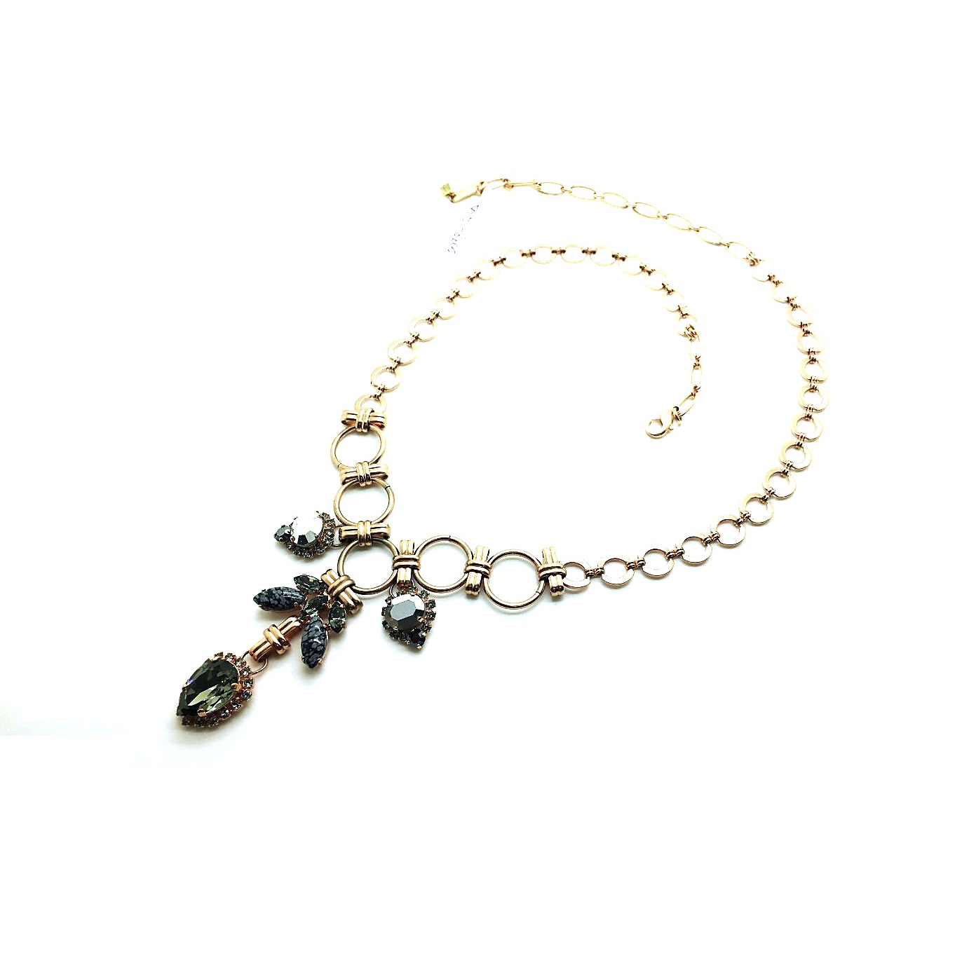 N-3098-747-RG (6) Mariana Pendant Necklace Black Diamond Swarovski Crystal Nostalgia Coll. - Image 1