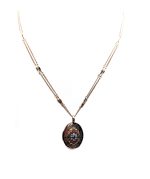 Mariana Necklace Locket Pendant Purple, Opaque, Green & Orange Austrian Crystals Happy Day Nostalgia Coll.