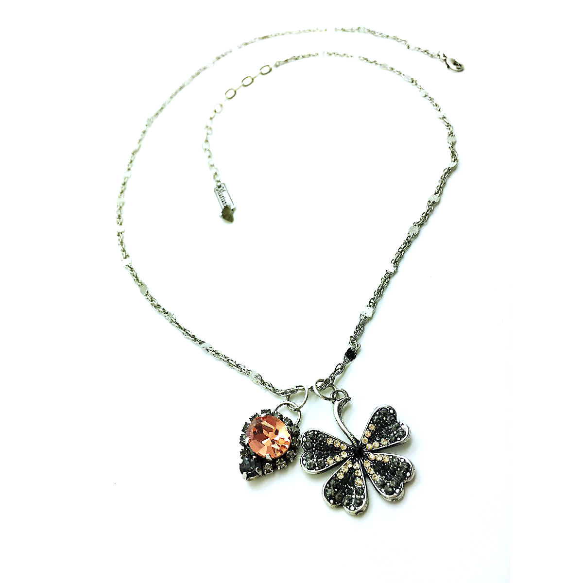 N-5075-2-1035-SP (4) Pendant Necklace By Mariana Flower Luxury Nirvana Coll. Peach & Black Austrian Crystals - Image 1