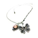 Pendant Necklace By Mariana Flower Luxury Nirvana Coll. Peach & Black Austrian Crystals - Image 3
