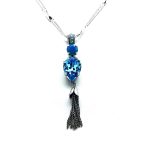 Mariana Pendant Necklace Blue Pair Shape, Aqua & Carribean Blue Austrian Crystals Zambezi Africa Coll. - Image 3
