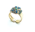 Mariana Ring Turquoise, Aqua & Carribean Blue Swarovski Crystals Zambezi Africa Coll. - Image 3