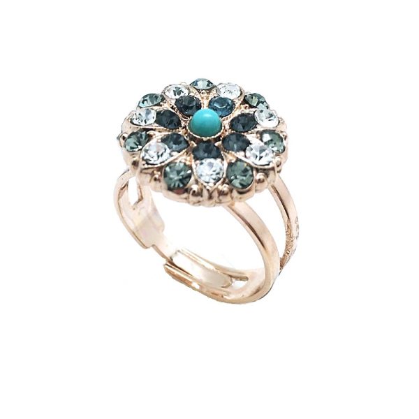 Mariana Ring Turquoise, Black Diamond, Silver & Clear Swarovski Crystals Zanzibar Africa Coll.