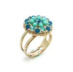 Mariana Ring Turquoise, Aqua & Caribbean Blue Austrian Crystals Zambezi Africa Coll.