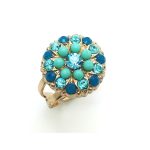 Mariana Ring Turquoise, Aqua & Caribbean Blue Austrian Crystals Zambezi Africa Coll. - Image 2