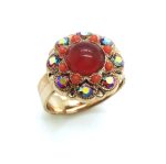 Ring By Mariana Silk Road Coll. Flower Shape Silver, Orange-Red & Fire Opaque Austrian Crystals - Image 3