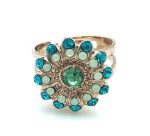 Ring By Mariana Congo Africa Coll. Flower Shape Pacific Blue, Turquoise & Green Swarovski Crystals - Image 2