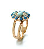 Mariana Ring Flower Shape Turquoise, Aqua Caribbean Blue Austrian Crystals Zambezi Africa Coll. - Image 2