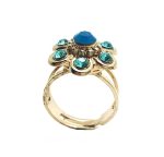 Ring By Mariana Woman Flower Shape Aqua and Blue Swarovski Crystals - Image 3