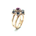 Ring By Mariana Woman Flower Shape Pink and Gray Swarovski Crystals - Image 3