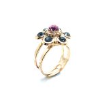 Ring By Mariana Woman Flower Shape Pink and Gray Swarovski Crystals - Image 2