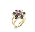 Ring By Mariana Woman Flower Shape Pink and Gray Swarovski Crystals