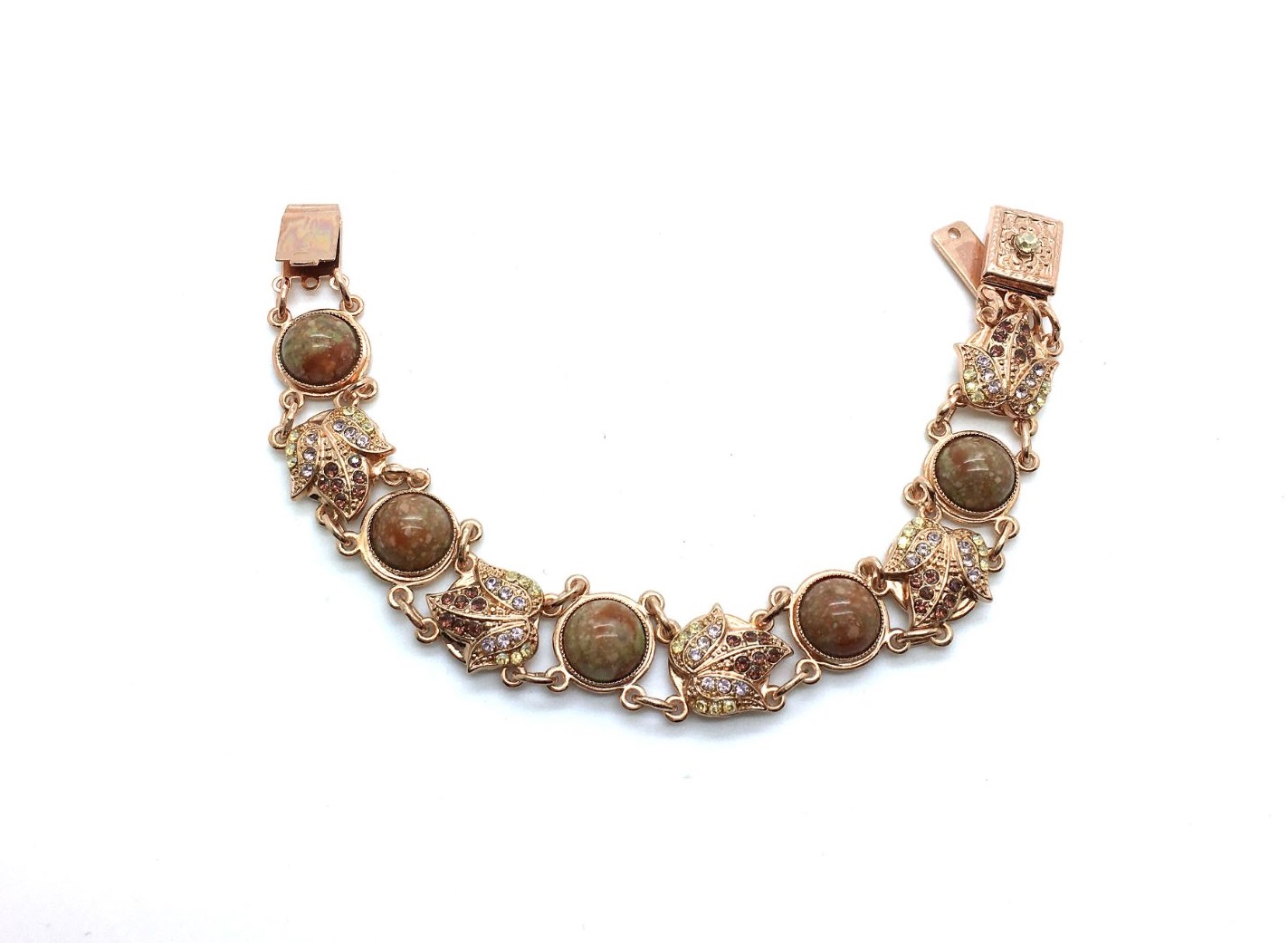 B-4022-2-1018-RG (2) Mariana Bracelet Jasper & Leaf Austrian Crystals Dream Inspiration Coll. Rose Gold Plated - Image 1