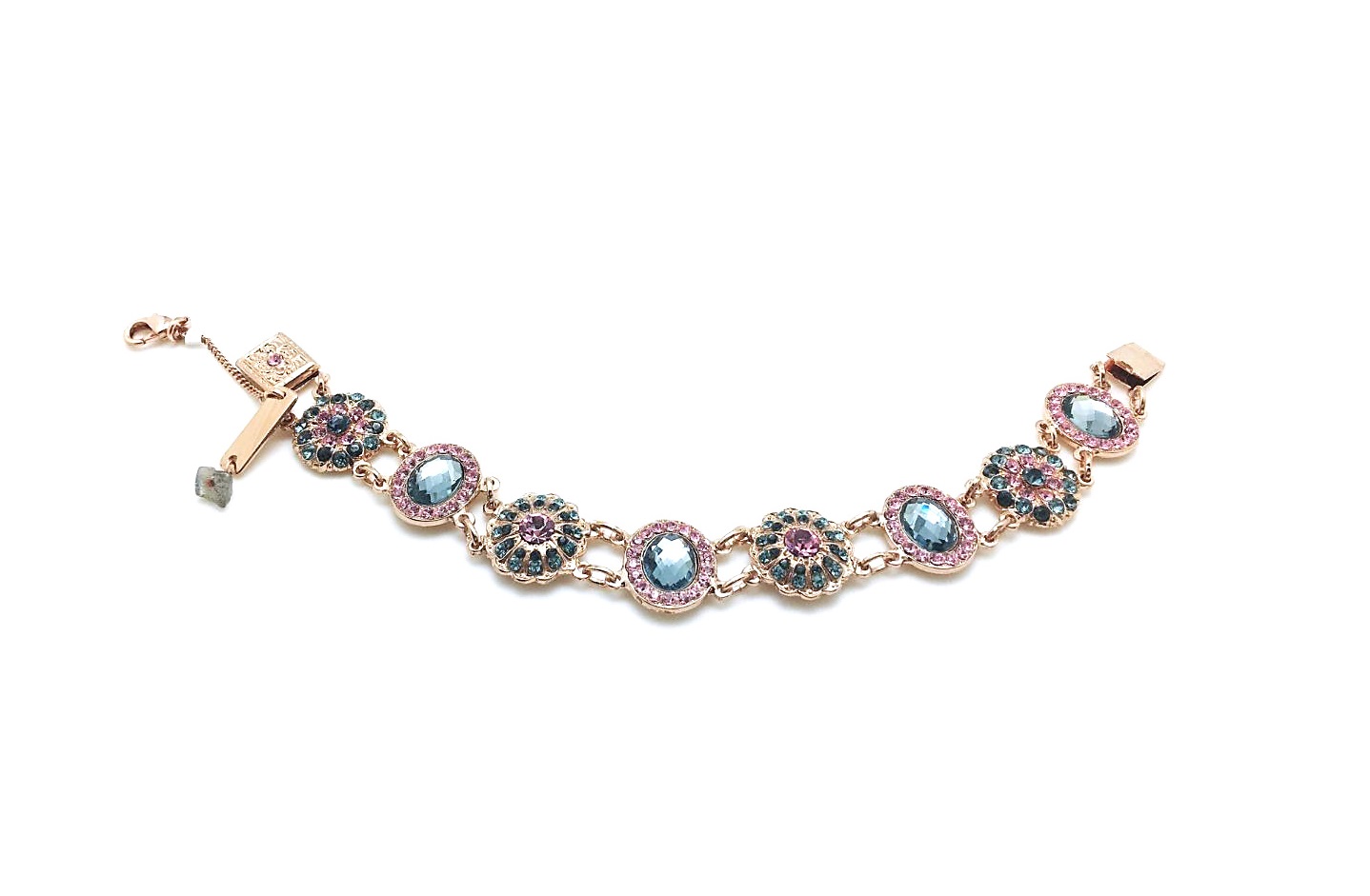 B-4054-1-1083-RG (2) Mariana Bracelet Madagascar Indian Sapphire Austrian Crystals Africa Coll. - Image 1