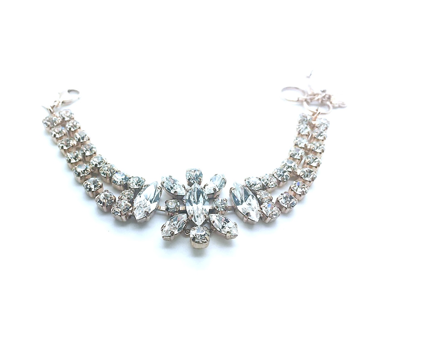 B-4106-001001-RG (3) Bracelet By Mariana On A Clear Day Africa Coll. Marquise & Round Clear Austrian Crystals - Image 1