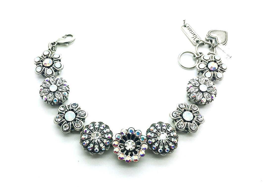 B-4138-001-SP (2) Bracelet By Mariana Woman Flower Clear and Aurora Boreal Swarovski Crystals - Image 1