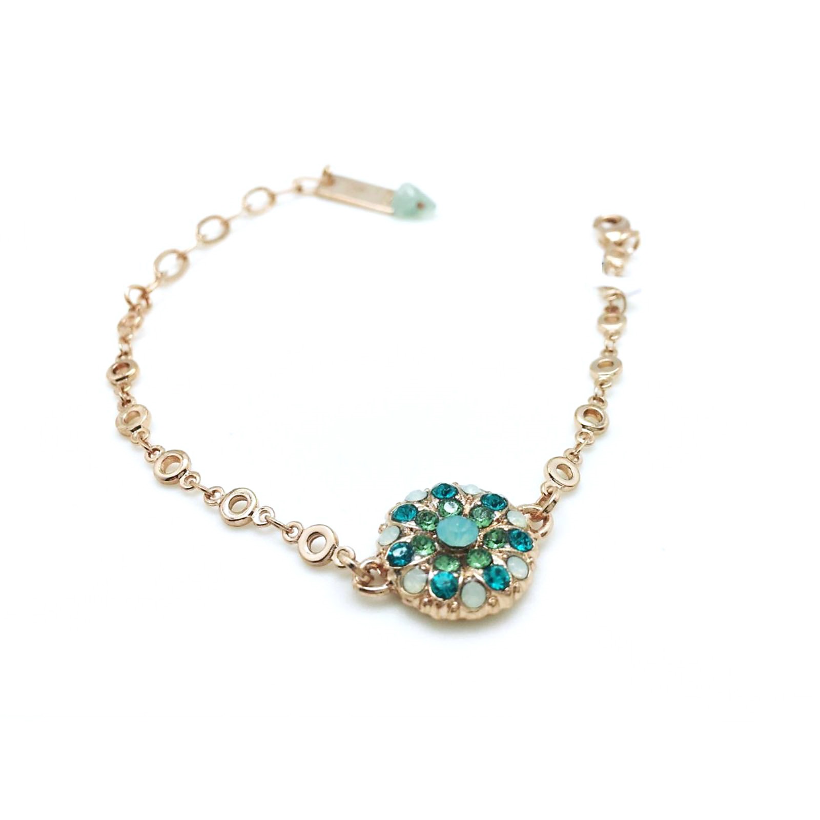 B-4212 2 1076 (1) Mariana Bracelet Flower Shape Green, Blue,White & Turquoise Swarovski Crystals Congo Africa Coll. - Image 1
