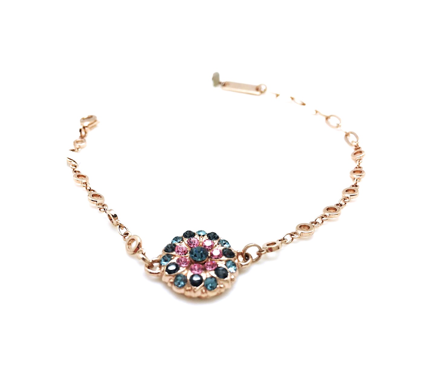 B-4212-2-1083-RG (2) Mariana Bracelet Rose, Silver Night & Indian Sapphire Austrian Crystals Madagascar Africa Coll. - Image 1