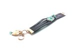 Mariana Bracelet Leather & Coral, Turquoise, Amethyst Austrian Crystals Hamsa Jennifer Icons Coll. - Image 3