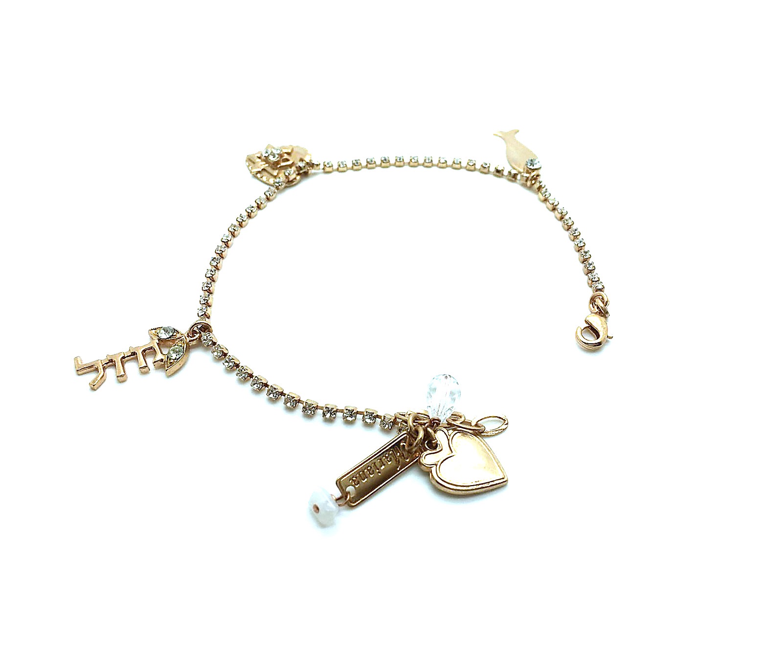 B-4404-001-RG (1) Bracelet Foot Anklet By Mariana Woman Heart Shape Swarovski Crystals - Image 1