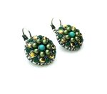 Mariana Earrings Flower Citrine, Amethyst, Peridot & Green Austrian Crystals Goldfinger Nostalgia Coll. - Image 3