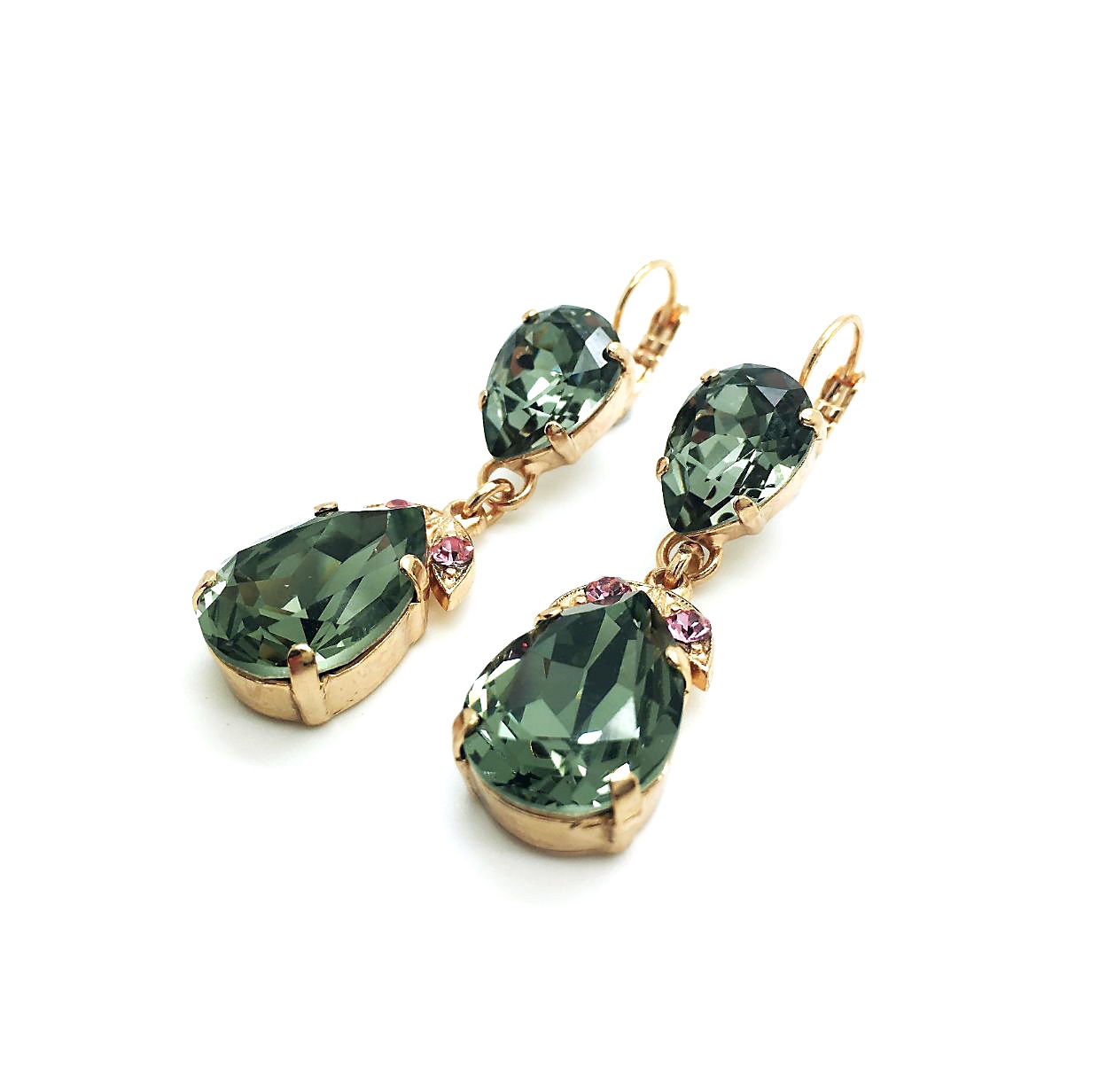 E-1032 4 1083 RG (1) Mariana Earrings Indian Sapphire Austrian Crystals Pair Shape Madagascar Africa Coll. - Image 1