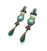 Mariana Earrings Turquoise,Jade Green Minerals & Opal, Amber Austrian Crystals Rising Sun Icons Coll. - Image 2