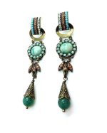 Mariana Earrings Turquoise,Jade Green Minerals & Opal, Amber Austrian Crystals Rising Sun Icons Coll.