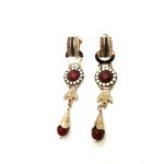 Earrings By Mariana Woman Cornelian Mineral and Amber and Brown Swarovski Crystals