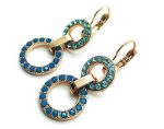 Earrings By Mariana Zambezi Africa Coll. Round Shape Light Turquoise Austrian Crystals - Image 2